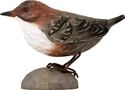 WILDLIFEGARDEN Dekovogel Holzvogel - Wasseramsel - Handgeschnitzt