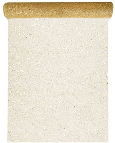 SANTEX 4446-3-30, Tischläufer Tüll, Pailletten, goldfarben