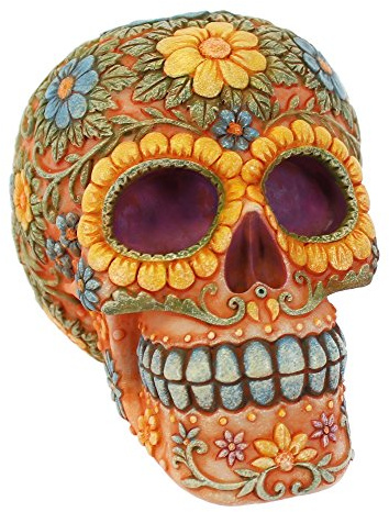 Something Different Totenkopf mit Blumenmotiv, orange