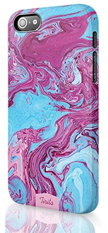 Tirita Phone Case Compatible with iPhone 7 Plus & 8 Plus Hard Cover Colourful Marble Effect Look Alike Rock