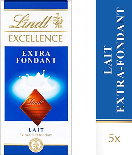 Lindt - Tablette Extra Fondant EXCELLENCE - Chocolat au Lait - 100g - Lot de 5