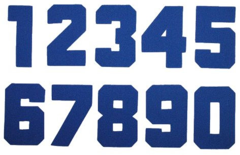 alles-meine.de GmbH amerikanische Zahl blau Bügelbild 10,1 cm hoch - Zahl 5 - Aufnäher Applikation blau