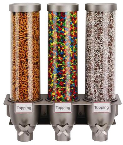 Rosseto EZ525 3-Container Ice Cream Topping Candy Wall Mount Dispenser, 1.3-Gallon