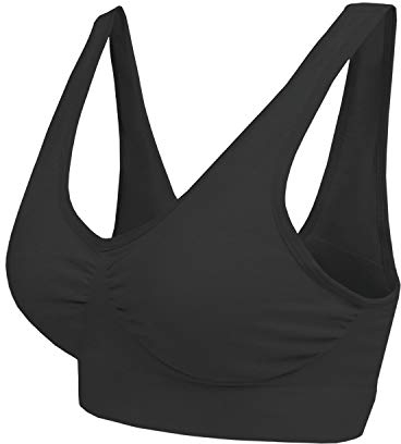 Boolavard ® Sport-BH Sport und Wohlfühl BH Bra nahtlos in Farbe Weiß und Schwarz (XXL: 116-121cm (90C-100A), Schwarz)