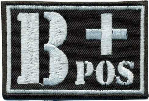 B+POS wh Blutgruppe Positiv Military Survivor Biker Rotkreuz Abzeichen Aufnäher
