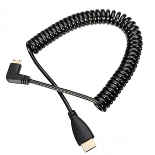 Cablecc Câble élastique à ressort de type mini HDMI mâle vers HDMI mâle coudé à 90 degrés 1,2 m Cablecc