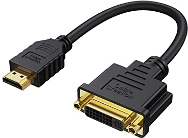 CableCreation Adaptateur HDMI vers DVI, 15cm Câble Bidirectionnel HDMI Mâle vers DVI (24+5) Femelle, DVI vers HDMI, 1080P, 3D, Compatible avec HDTV DVD PS3 PS4 One Xbox, 0.5Pieds/ Noir