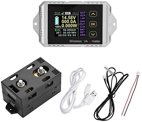 Akozon Multimeter DC Voltmeter, Wireless Farbe LCD Bildschirm DC Spannung Amperemeter Leistungsmesser Watt Tester, Elektrische Digital Spannung Tester(VAT-4300, 0-300A 0-400V)