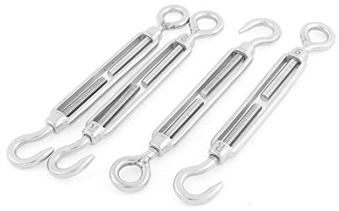 Aexit M6 6mm Filetto 5.5' 'Lungo regolabile in acciaio inox 304 gancio tenditore 4 pezzi ID: 870559