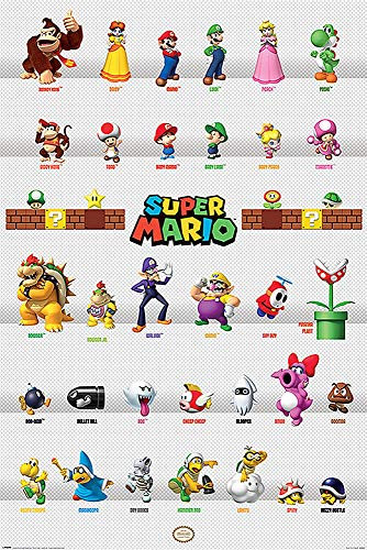 Close Up Nintendo Super Mario Poster Character Parade (61cm x 91,5cm) + Original tesa Powerstrips® (1 Pack/20 STK.)