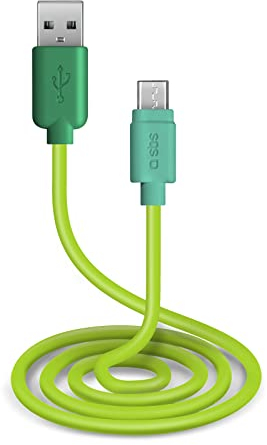 SBS Cavo per Ricarica e Trasferimento Dati con Connettori Usb 2.0 e Micro Usb, Lunghezza 1 Metro, Verde