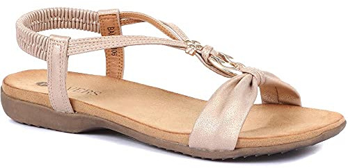 Pavers Flat Strappy Sandals - Rose Gold Size 7