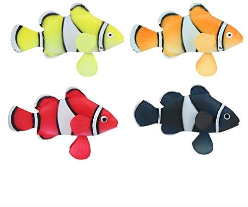 4 Stücke Aquarium Dekoration Fisch Clownfisch Bewegungen Aquarium Schwimm Tropische Fische Silikon Künstliche Bewegung Schwimmende Fische Ornament Dekoration für Aquarium