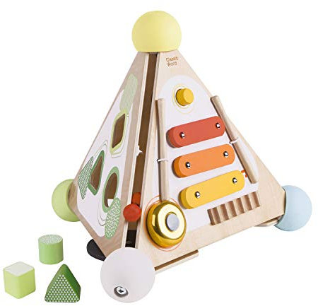 Classic World- Caja Madera Cubo piramidales, Color Centro de Actividades - pirámide, Activity Pyramid (Hippychick CW54723)