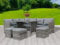 BIRCHTREE PE Rattan Garden Furniture Set Sofa Chair Foot Stool Table Glass Coffee Table 9 Seater Cushion Outdoor Patio Conservatory RFS04 Grey