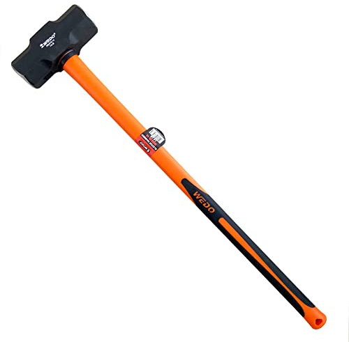 WEDO Fäustel Vorschlaghammer Mit Fiberglasstiel 6300g, Schlittenhammer, Hardware Werkzeug, Stemmhammer, Großer Hammer, Kohlenstoffstahl, Rutschfester Griff, Langlebig, Länge 894mm