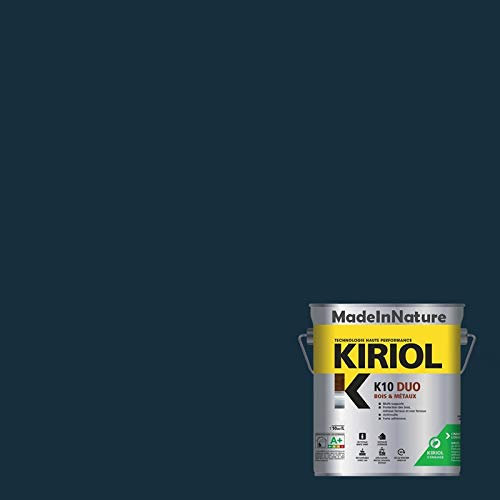 Peinture Bois et Métaux, Sous couche et Finition, Antirouille, sur Fer, Acier, Galvanisé, même rouillés, très opacifiant, de MadeInNature (2.5 litres pour 30 m², soit 15 m² pour 2 couches, RAL 5008)