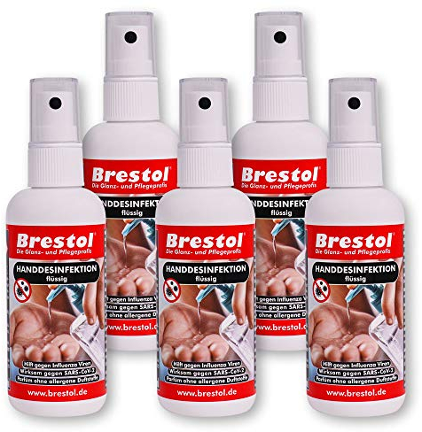 HANDDESINFEKTION Liquid 5x 100 ml Sprühfläschchen Desinfektionsmittel für Hand Haut Oberflächen Hände Desinfektion Desinfektionsflüssigkeit Flüssigdesinfektion Oberflächendesinfektion
