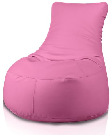 Bepouf - Poltrona a Sacco con Schienale Alto in Ecopelle con Imbottitura in Palline di Polistirolo, Poltrona a Sacco adatta per Camera e Salotto - Dimensione Grande 85x80, Colore Rosa