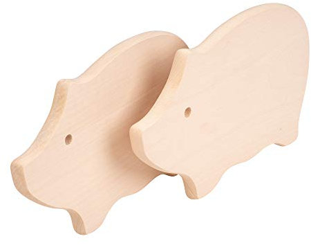 Duston 2er Set Holzservierbrett Schneidebrett 31 x 18,5 x 1,5 cm Motiv Schwein