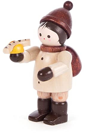 DREGENO Seiffen Thiel-Figur Mini-Figur Junge mit Bratwurst - Natur - 4,6 cm