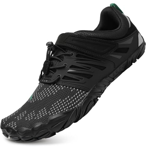 SAGUARO Barfußschuhe Herren Fitnessschuhe Damen Barfussschuhe Schnell Trocknend Traillaufschuhe rutschfest Unisex Aquaschuhe Atmungsaktiv Leicht Sommer Outdoor Wasserschuhe Schwarz 38 EU