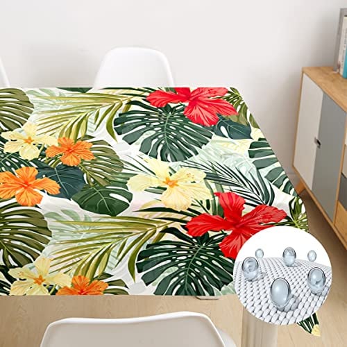 Morbuy Tischdecken Rechteckig, 3D Pflanze Drucken Tischdecke Quadratisch Wasserdicht Lotuseffekt Abwischbar Tischtuch für Küche Garten Outdoor Dekoration (150x300cm,Tropische Monstera)