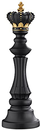 Navaris Pedine Scacchi Giganti - Decorazioni Scrivania a Forma di Scacco - Pezzi Scacchi da Arredamento - 13 x 13 x 40,5 cm - Idee Regalo Scacchi Gadget - Figura Re Nero