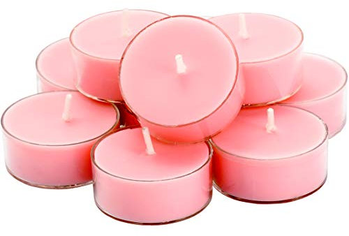 DEYBBY Bougies chauffe-plat parfumées à la cire de soja longue durée utilisées pour tous les supports | 12 unités | Jusqu'à 4 heures de combustion | Rose