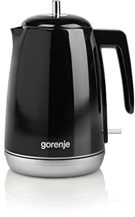 Gorenje K 15 RLBK elektrischer Wasserkocher mit 360°-Umdrehung /Wasserstandanzeige/ Thermostatsteuerung/Sicherheitssystem/ Verschlusskappe/Kabelfach/ 23,9 cm/ 1,7 l/Schwarz