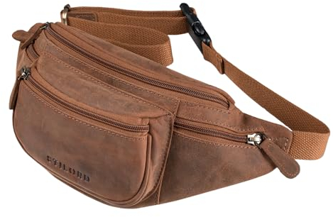 STILORD 'Eliah' Vintage Gürteltasche aus Leder - Perfekt für Reisen, Festivals und Outdoor - Unisex Bauchtasche für Handy und Kamera, Farbe:tan - Dunkelbraun