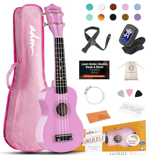 ADM Ukulele Anfänger Ukulele Kit Hawaii Holz Ukulele für Kinder Erwachsene Schüler Anfänger Ukalelee Profipaket mit kostenlosem Lehrgurt Stimmgerät