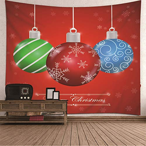 Banemi Weihnachten Deko Garten, Frohe Weihnachten 3 Weihnachtskugeln mit Schneeflocken Grün Rot Blau Polyester Gobelin Schule 200X200cm