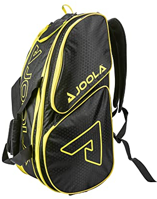 JOOLA Tour Elite Pickleball-Tasche – Rucksack & Seesack für Paddel & Pickleball-Zubehör – wärmeisolierte Taschen für 4+ Paddel – mit Zaunhaken (Schwarz/Gelb)