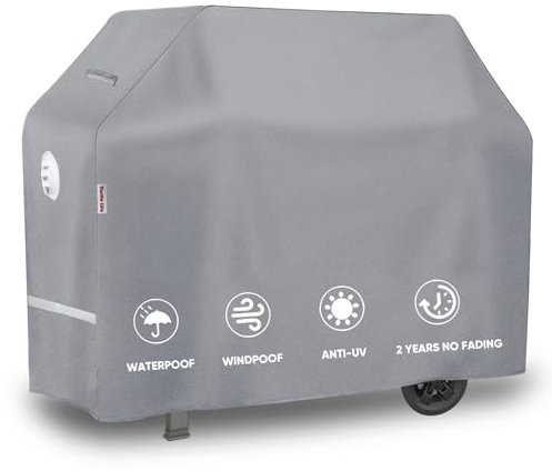 Turtle Life BBQ Grillabdeckung, 137,2 cm, strapazierfähig, wasserdicht, 3–4 Brenner, Gasgrill-Abdeckungen für Weber Spirit Char-Broil Brinkmann, Grau