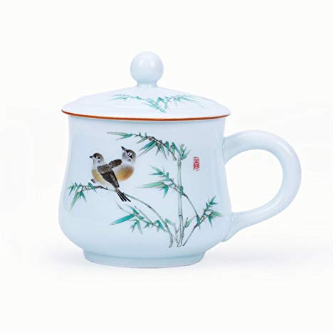 KIZQYN Tazzine da caffè Grande Tazza di caffè con Manico 15.8oz Tazza di caffè Gigante Ceramica Grande Tazza di caffè, Tazza di caffè in Ceramica con Coperchio for caffè, tè, 6 opzioni Set di Tazze
