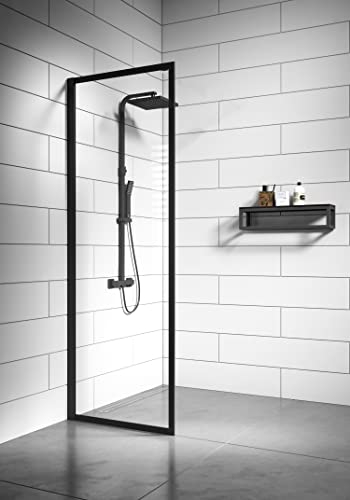 Paroi de Douche Georgia - 40 x 200 cm - Noir - 8 mm - Verre de sécurité