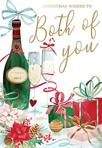 Greeting Cards for Everyone Both Of You Champagne Embellished Magnifique Christmas Card Large Xmas Cards XMQ027