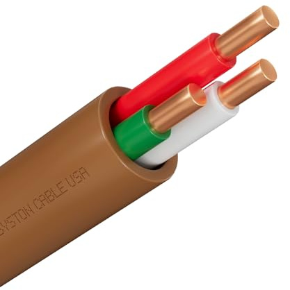 Syston Cable Technology 18/3 Thermostat Wire Brown 100 ft 18 AWG 3 Conductors Solid Bare Copper Outdoor/Indoor Heat UV Resistant UL/ETL CMR CL3R FT4 Industrial Rated