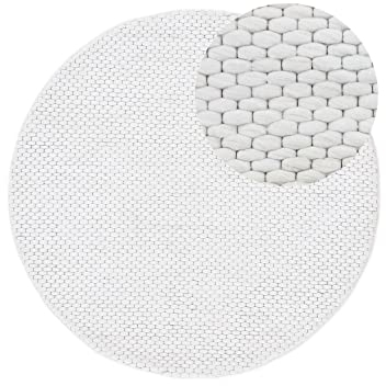 carpetfine Wollteppich Sina weicher handweb Teppich Natur Rund Creme Ø 80 cm | Zeitloser Wollteppich für Wohnzimmer, Schlafzimmer & Kinderzimmer
