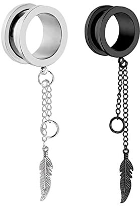 Beydodo Piercing Plug 10MM Edelstahl, Ohr Tunnel Set Hängend Feder mit Schraubverschluss Tunnel Ohrringe Expander Set