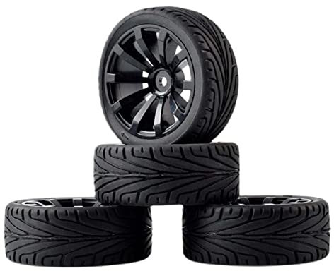 KEEDA 4 cerchioni 1:10 RC 65 mm e ruote in plastica per 1/10 HSP HPI Tamiya RC su strada Touring Racing Drift Auto (nero)