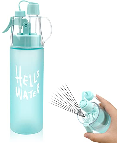 Botella de Agua de Deportes Nebulización,580ml Botella Agua en Aerosol a Prueba Nebulizada con Pajita Abatible,para Ciclismo Escalada Fitness Senderismo Correr Montañismo,Aire Libre