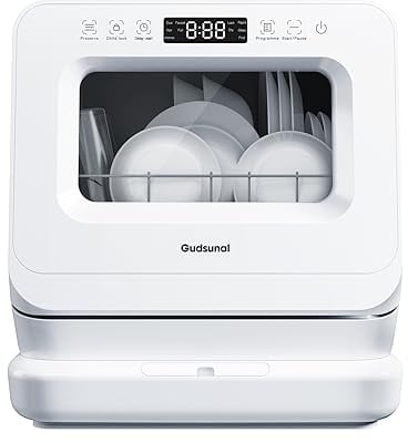 Gudsunal Tischgeschirrspüler, Mini Geschirrspüler mit 7L Wassertank,ohne Wasseranschluss, 6 Programme,72°C Hochtemperatur-Hygiene,Hybrid-Trocknung & Erhaltungsfunktion, Spülmaschine klein für Camping