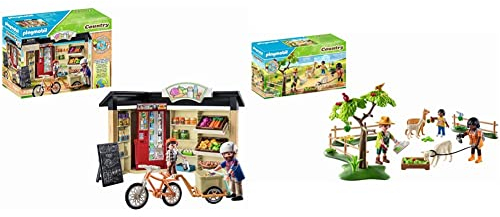 PLAYMOBIL Country 71250 24-Stunden-Hofladen, Fahrrad mit Anhänger & Country 71251 Alpaka-Wanderung, Tiere für den Bio-Bauernhof, Nachhaltiges Spielzeug für Kinder ab 4 Jahren