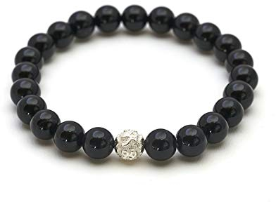 BERGERLIN Turmalin Armband - Perlenarmband aus echtem Naturstein mit 925 Sterling Silberperle