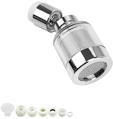 Wasserhahn Filter mit Edelstahl, HASLED 360° Drehbarer Wasserfilter Wasserhahn, Wasserhahnfilter mit Waschbarer Filter, Geeignet für Küche und Badezimmer