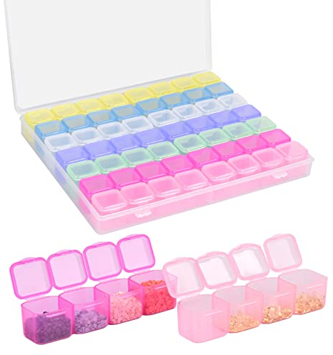 Hoxfly 56 Grids Plastic Storage Box with Compartments Organiser and Clear Boxes,Jewellery Box Earring Storage Containers,Clear Plastic Bead Case,for Rings Earrings Bracelets Necklaces