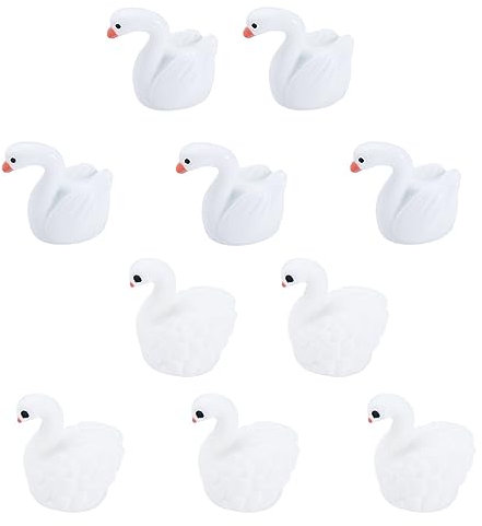 10pcs Swan Figurines Resin Goose Cygnus Swan Miniature Figurines Small Statue Decoration Fairy Garden Accessories Cake Toppers Succulent Planter Moss Landscape Crafts Figurines