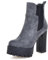Lroey Reoly Stivaletti da Donna con Tacco Largo, Stivali Chelsea Punta Rotonda Tacco Alto Stivali Corti Senza Chiusura con Plateau, W15902As Grigio Numero 44 EU